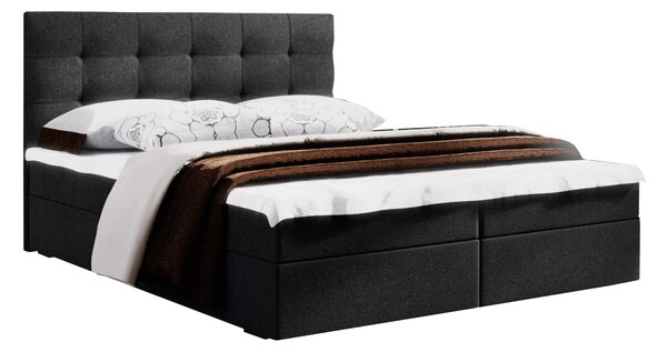 Bračni krevet Boxspring 140 cm Fade 2 (crna) (s madracem i prostorom za odlaganje)