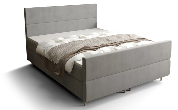 Bračni krevet Boxspring 160 cm Flu plus (siva) (s madracem i prostorom za odlaganje)