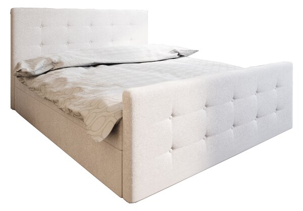Bračni krevet Boxspring 140 cm Milagros 1 (bež) (s madracem i prostorom za odlaganje)