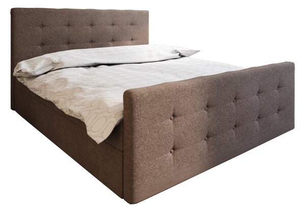 Bračni krevet Boxspring 160 cm Milagros 1 (tamnosmeđa) (s madracem i prostorom za odlaganje)