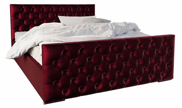 Bračni krevet 180 cm Velva (bordo) (s podnicom i prostorom za odlaganje)