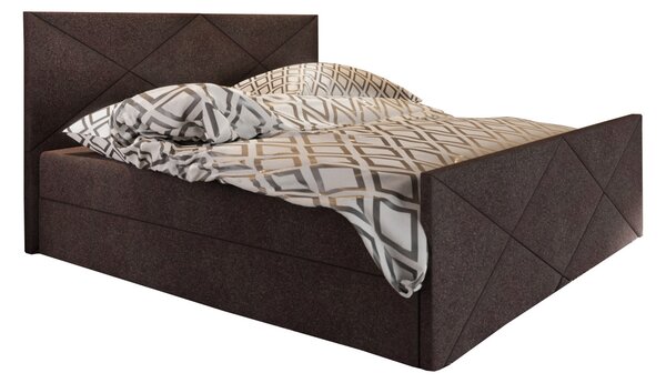 Bračni krevet Boxspring 140 cm Milagros 4 (tamnosmeđa) (s madracem i prostorom za odlaganje)