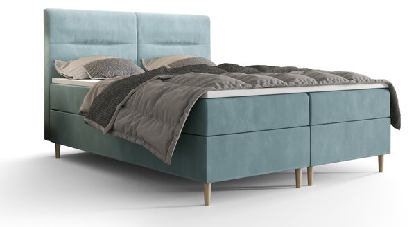Zondo Bračni krevet Boxspring 180 cm Saruta (sivo plava) (s madracem i prostorom za odlaganje). 1047366