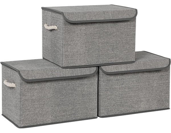 Kutije za pohranu s poklopcima, set od 3 komada, 38 x 25 x 25 cm, sive