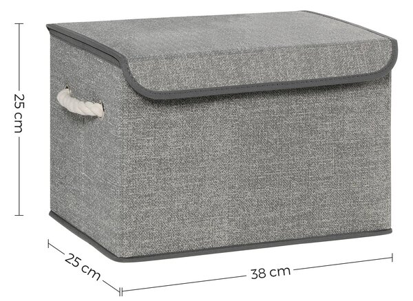 Kutije za pohranu s poklopcima, set od 3 komada, 38 x 25 x 25 cm, sive