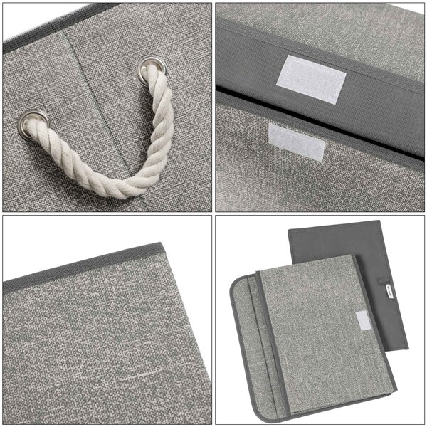 Kutije za pohranu s poklopcima, set od 3 komada, 38 x 25 x 25 cm, sive