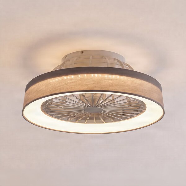 Lindby Mace LED stropni ventilator, sivi, Ø 47 cm, tih, CCT, prigušiva, Dnevni boravak/blagovaonica, Plastika