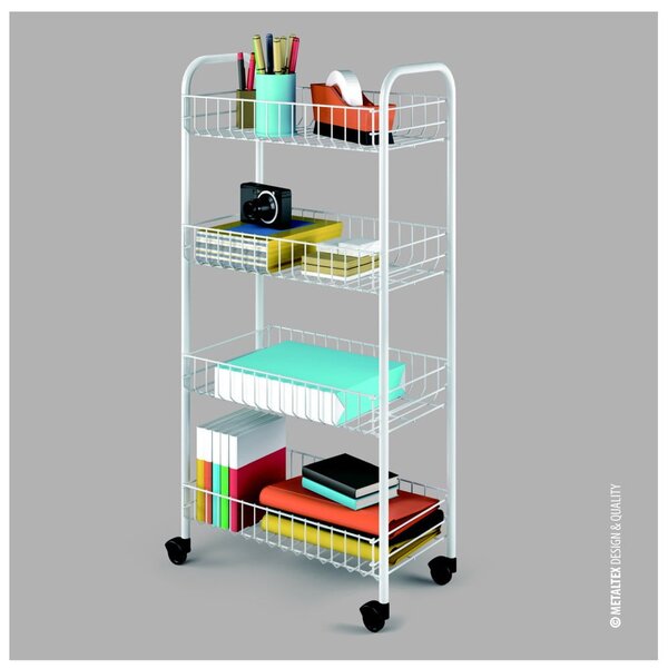 Bijela metalna mobilna polica 41x84 cm Pisa – Metaltex