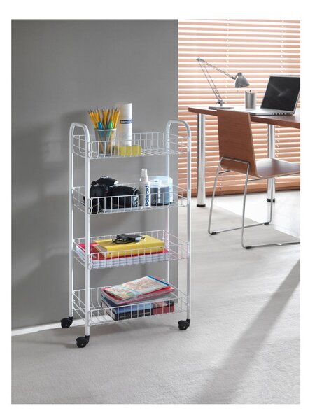 Bijela metalna mobilna polica 41x84 cm Pisa – Metaltex