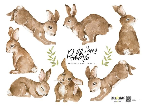 Set od 7 zidnih naljepnica Dekornik Happy Rabbits Wonderland