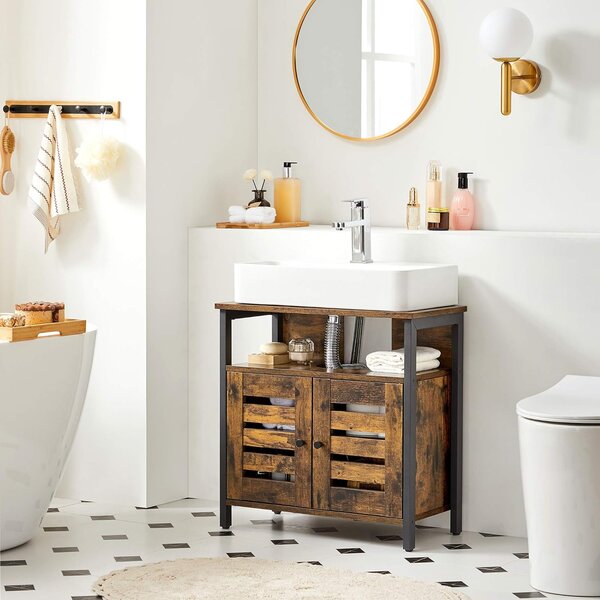 Kupaonski ormarić s otvorom za umivaonik, 60 x 30 x 60 cm, rustikalno smeđa | VASAGLE