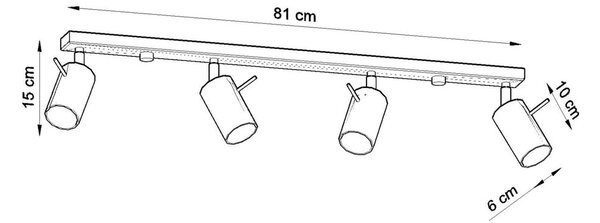 Crna stropna lampa Sollux Etna 4L