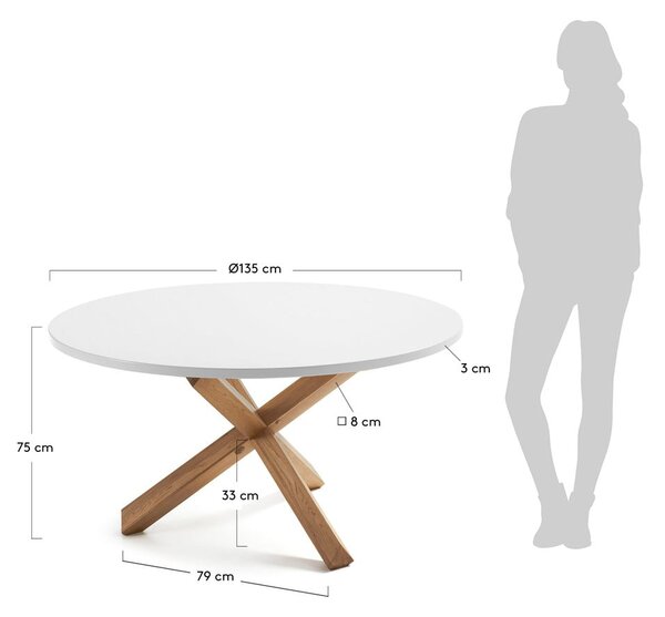 Blagovaonski stol Kave Home Nori, ⌀ 135 cm