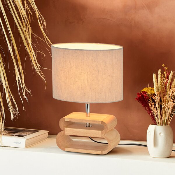 COREP Stolna lampa Oslo, pyla/svijetlo drvo, visina 30 cm, pamuk/drvo, Bež, Dnevni boravak/blagovaonica, Tkanina / tekstil