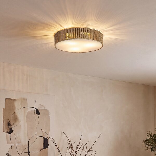 Japandi stropna svjetiljka prirodna sa sjenilom 46cm 3-svjetla - Luz