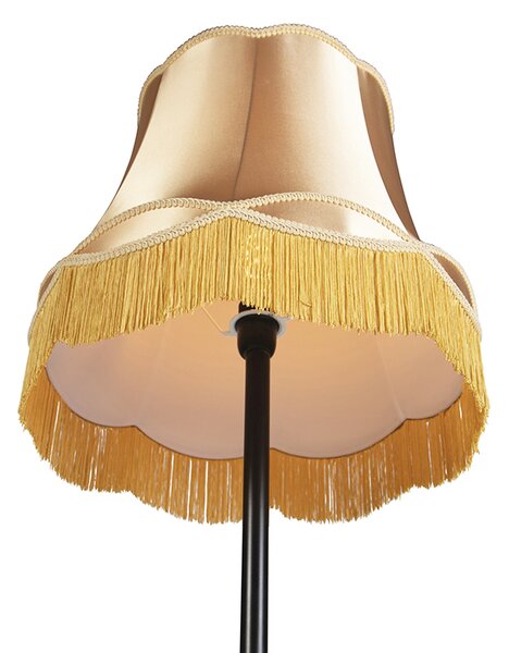 Retro podna lampa crna s abažurom u stilu bake zlatne boje 45 cm - Simplo