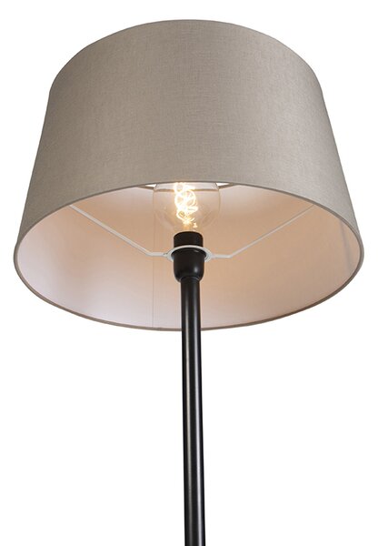 Podna svjetiljka crna s platnenim sjenilom u boji taupe 45 cm - Simplo