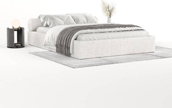 Krem tapecirani bračni krevet s prostorom za odlaganje s podnicom 160x200 cm Solvo – Maison de Rêve