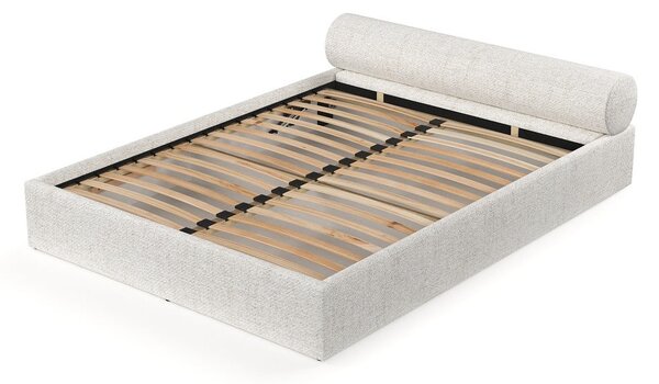 Krem tapecirani bračni krevet s prostorom za odlaganje s podnicom 160x200 cm Solvo – Maison de Rêve