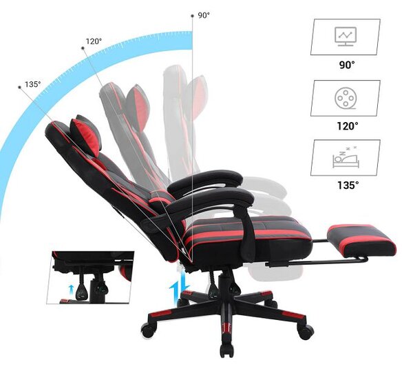 SONGMICS OBG73BRV1 Gaming chair, black-red