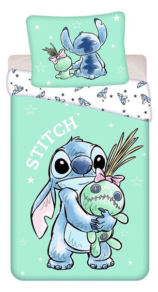 Mentol zelena pamučna dječja posteljina za krevet za jednu osobu 140x200 cm Lilo & Stitch "Buddies" – Jerry Fabrics