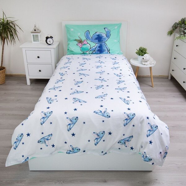 Mentol zelena pamučna dječja posteljina za krevet za jednu osobu 140x200 cm Lilo & Stitch "Buddies" – Jerry Fabrics