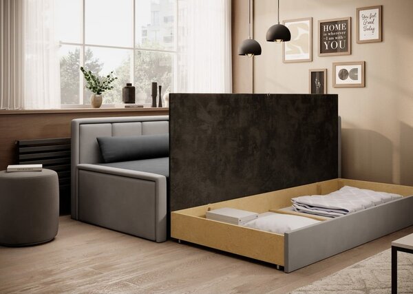 Siva sklopiva/s prostorom za odlaganje sofa od šenila 214 cm Fulgeo – ELTAP