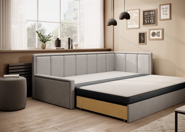 Siva sklopiva/s prostorom za odlaganje sofa od šenila 214 cm Fulgeo – ELTAP