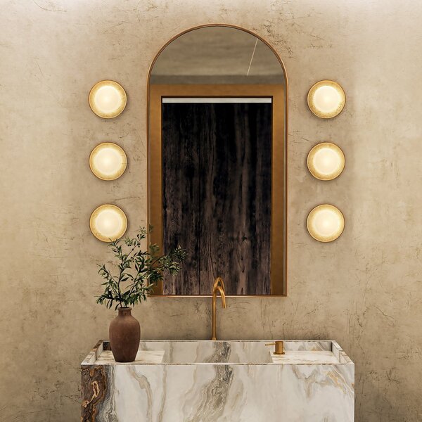 Quintiesse ALONSO LED zidna lampa, mesing, Ø 22 cm metal/staklo/alabaster, prigušiva, Bronca / stari mesing, Dnevni boravak/blagovaonica, Metal