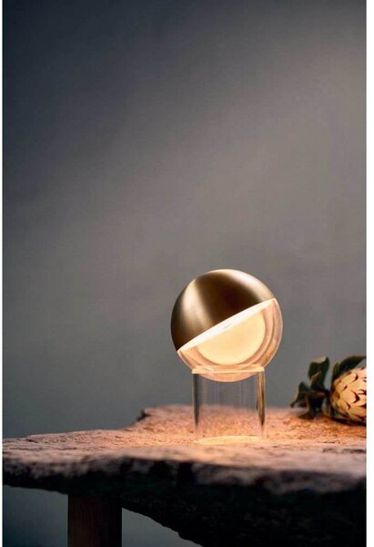 FRANDSEN LED punjiva stolna lampa Pila, mesing, 20 cm, prigušljiva, prigušiva, Zlato / mjed, Dnevni boravak/blagovaonica, Plastika