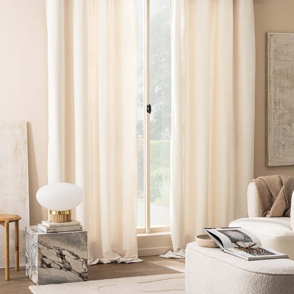 Krem zavjesa od boucle tkanine 140x260 cm Winona – douceur d'intérieur
