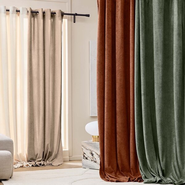 Svjetlo smeđa zavjesa od boucle tkanine 140x260 cm Winona – douceur d'intérieur
