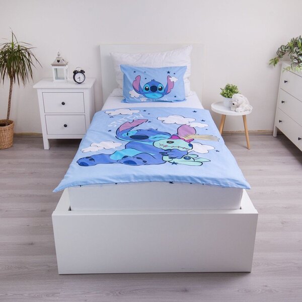 Plava pamučna dječja posteljina za dječji krevetić 100x135 cm Lilo & Stitch "Clouds" – Jerry Fabrics