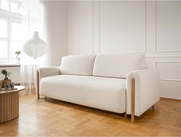 Sklopiva/s prostorom za odlaganje sofa od bouclé tkanine boje slonovače 244 cm Arcadova – ELTAP