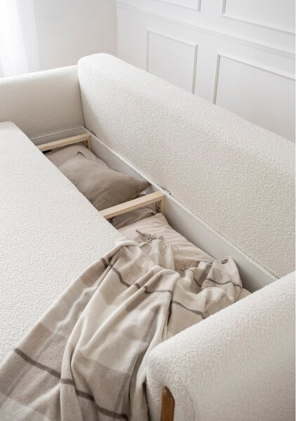 Sklopiva/s prostorom za odlaganje sofa od bouclé tkanine boje slonovače 244 cm Arcadova – ELTAP