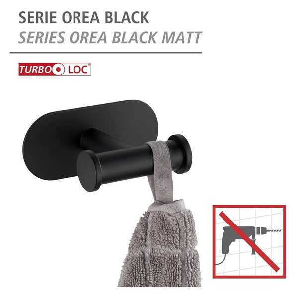 Crni samostalni držač za ručnik Wenko Orea