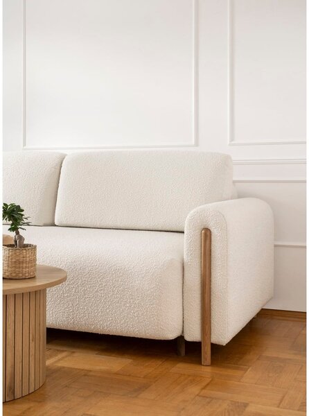 Sklopiva/s prostorom za odlaganje sofa od bouclé tkanine boje slonovače 244 cm Arcadova – ELTAP