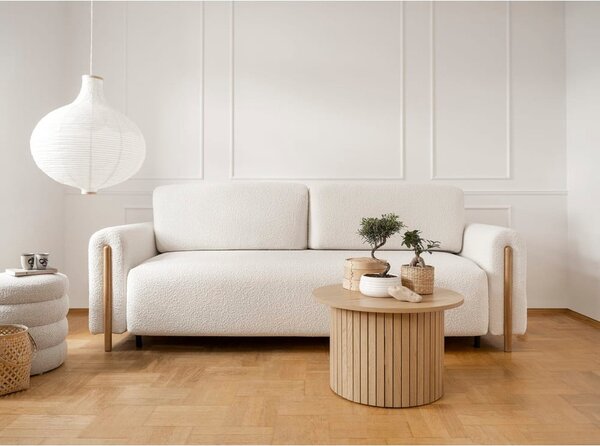 Sklopiva/s prostorom za odlaganje sofa od bouclé tkanine boje slonovače 244 cm Arcadova – ELTAP