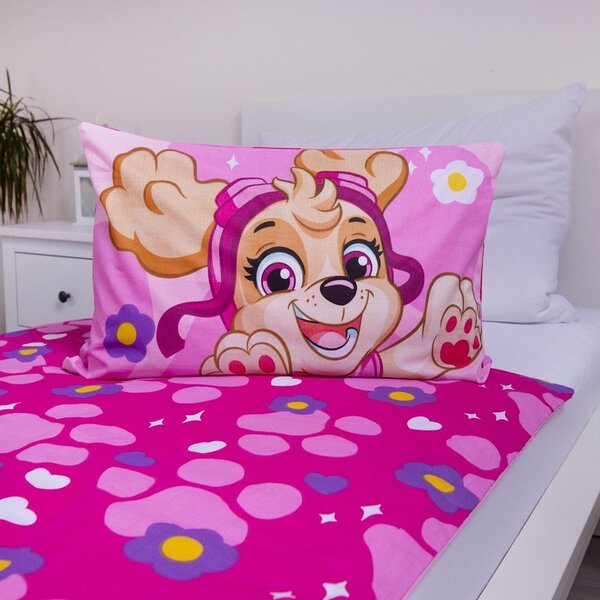 Ružičasta pamučna dječja posteljina za dječji krevetić 100x135 cm Paw Patrol "Pawsome friendships grow" – Jerry Fabrics