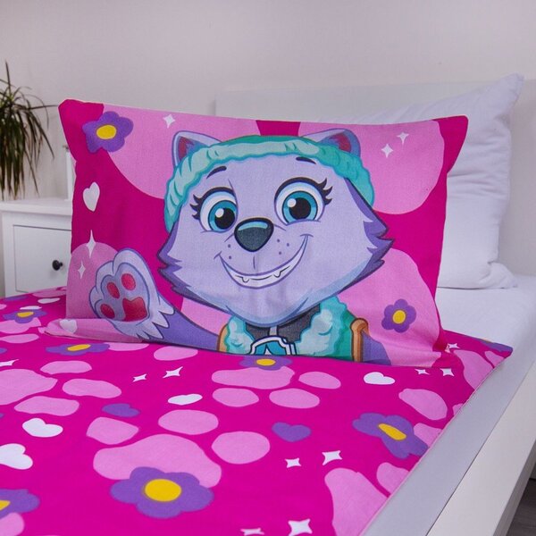 Ružičasta pamučna dječja posteljina za dječji krevetić 100x135 cm Paw Patrol "Pawsome friendships grow" – Jerry Fabrics