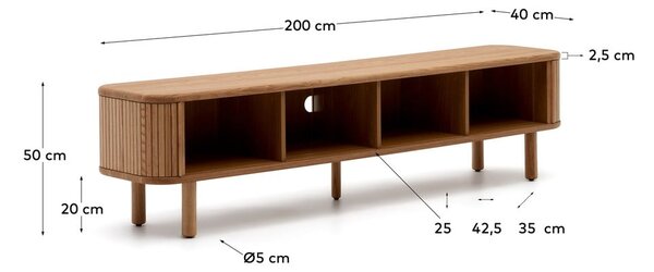 TV komoda u dekoru jasena u prirodnoj boji 200x50x40 cm Mailen – Kave Home