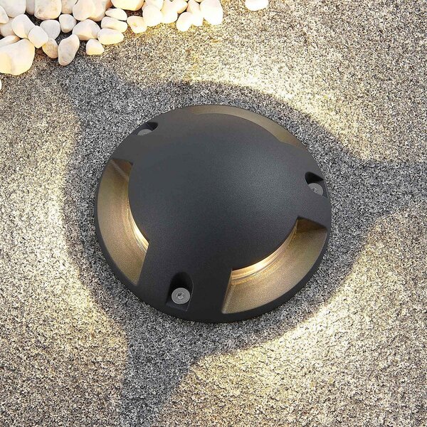 Lindby Huban LED podni reflektor, tri žarulje, Crno, Metal
