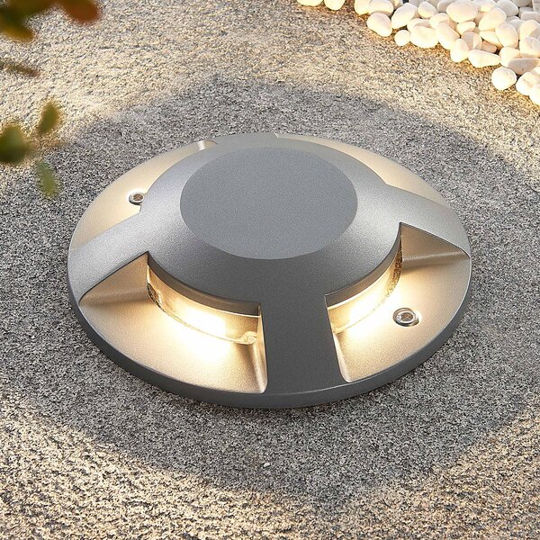Lucande LED podni reflektor Jeffrey, srebrni, 4 utičnice, Sivo, Metal