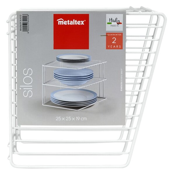 Bijela željezna dodatna kuhinjska polica 25x25 cm Silos – Metaltex