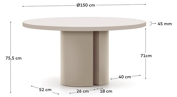 Blagovaonski stol ø 150 cm Nealy – Kave Home