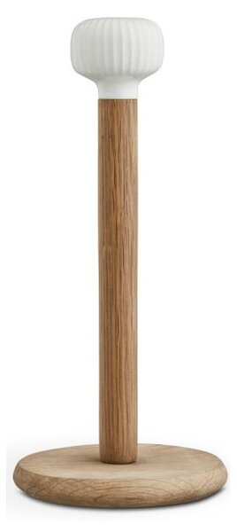 Stalak za papirne ručnike izrađen od hrastovog drveta drveta s bijelim porculansim detaljima Kähler Design Hammershoi