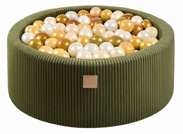 Kaki zeleni bazen s lopticama od samta 90x90x30 cm Montessori – Meowbaby