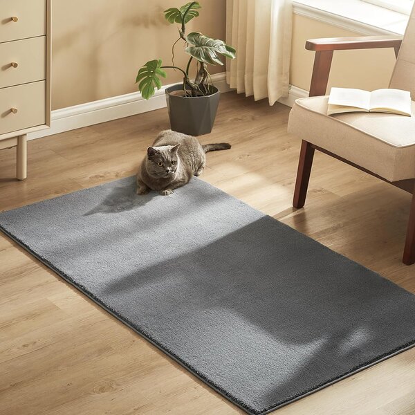 Protuklizni tepih 80 x 150 cm, mekan i moderan tepih za svaku prostoriju, sivi