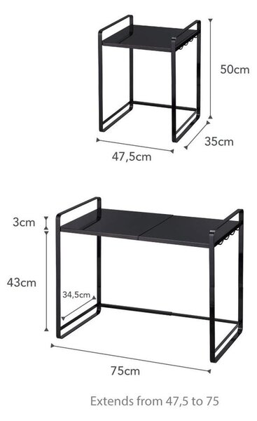 Crna podesiva kuhinjskaa polica YAMAZAKI Tower