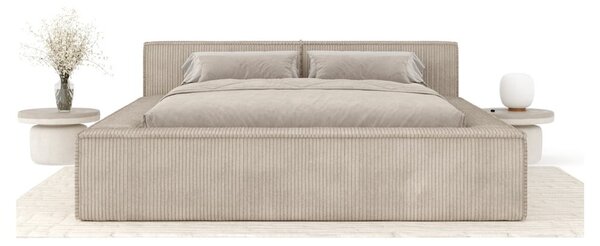 Bež tapecirani bračni krevet s prostorom za odlaganje s podnicom 180x200 cm Voliera – Maison de Rêve
